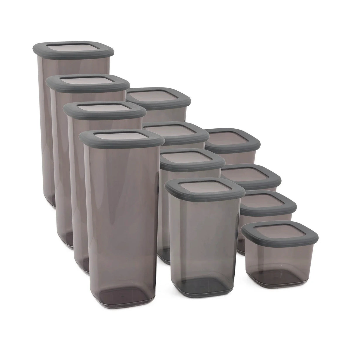 Set 12 cutii depozitare BNMPOLYAS12-51217, gri antracit, plastic