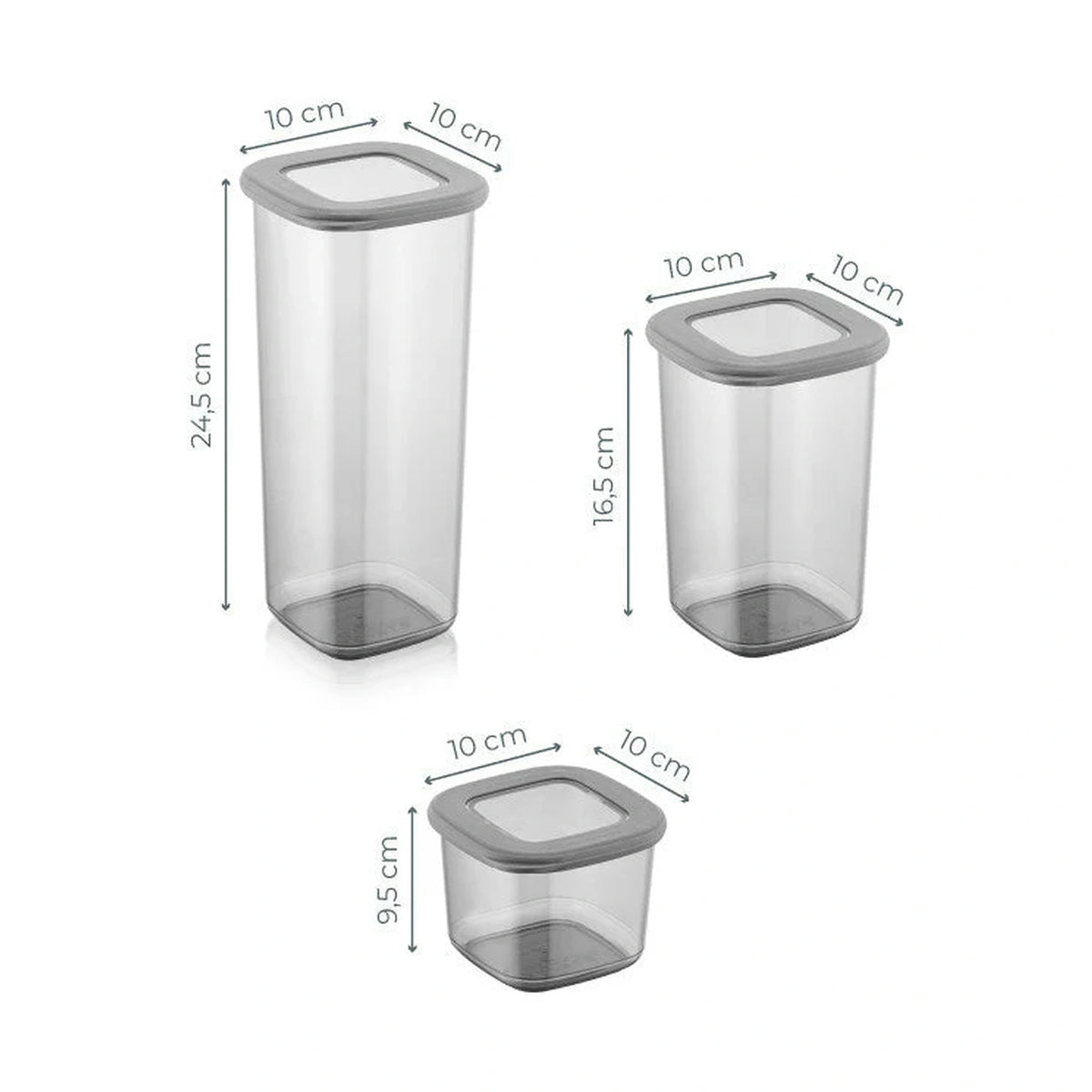 Set 12 cutii depozitare BNMPOLYAS12-51217, gri antracit, plastic