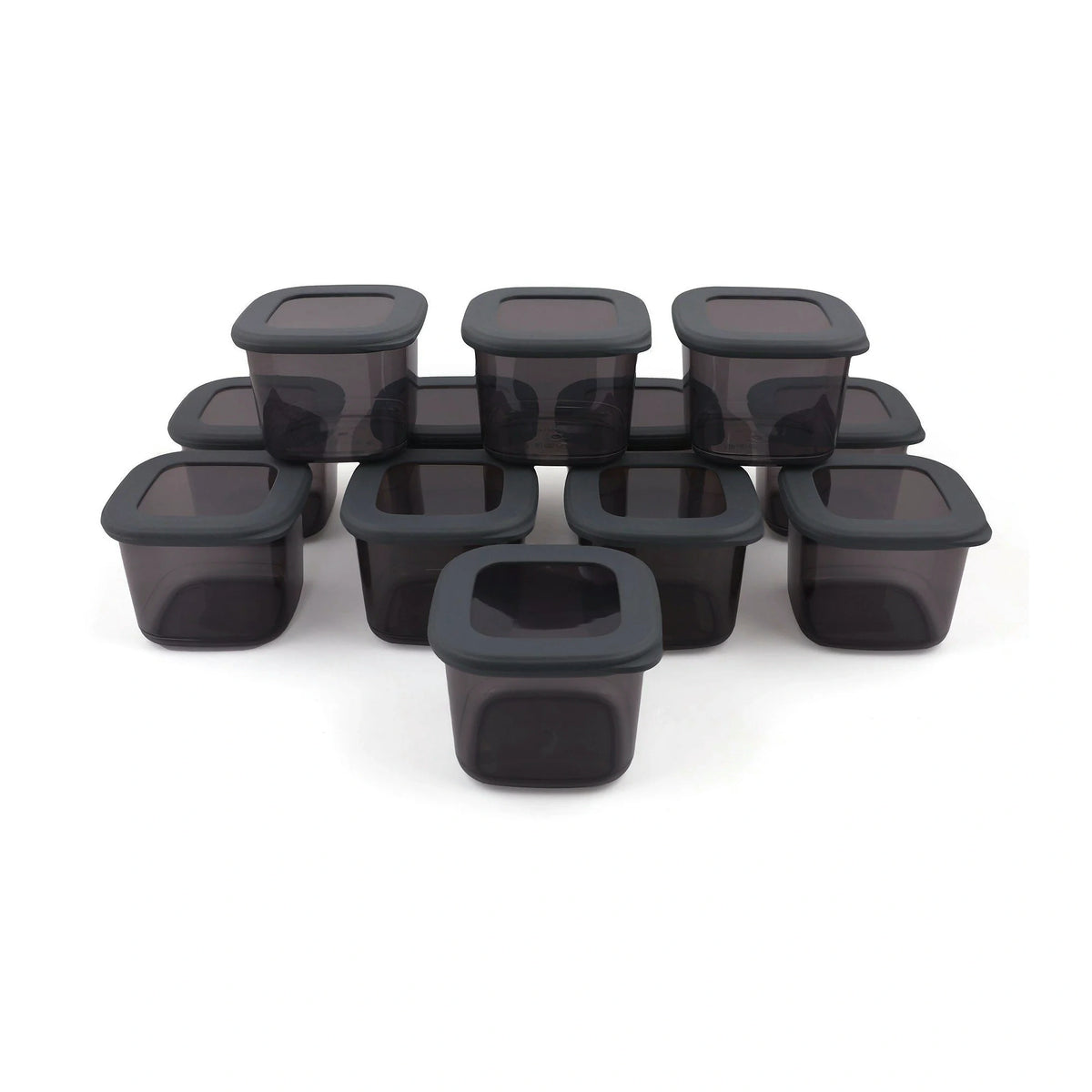 Set 12 cutii depozitare BNMPOLYAS12-5KAS, gri antracit, plastic, 10x10x10 cm