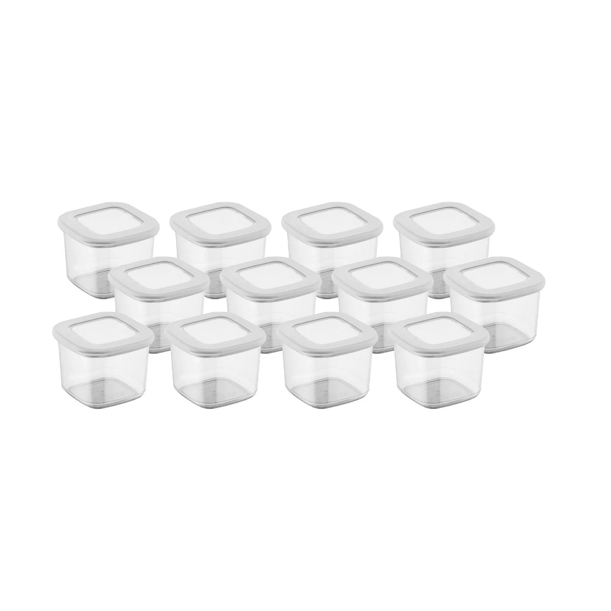 Set 12 cutii depozitare BNMPOLYWS12-5, alb, plastic, 10x10x10 cm