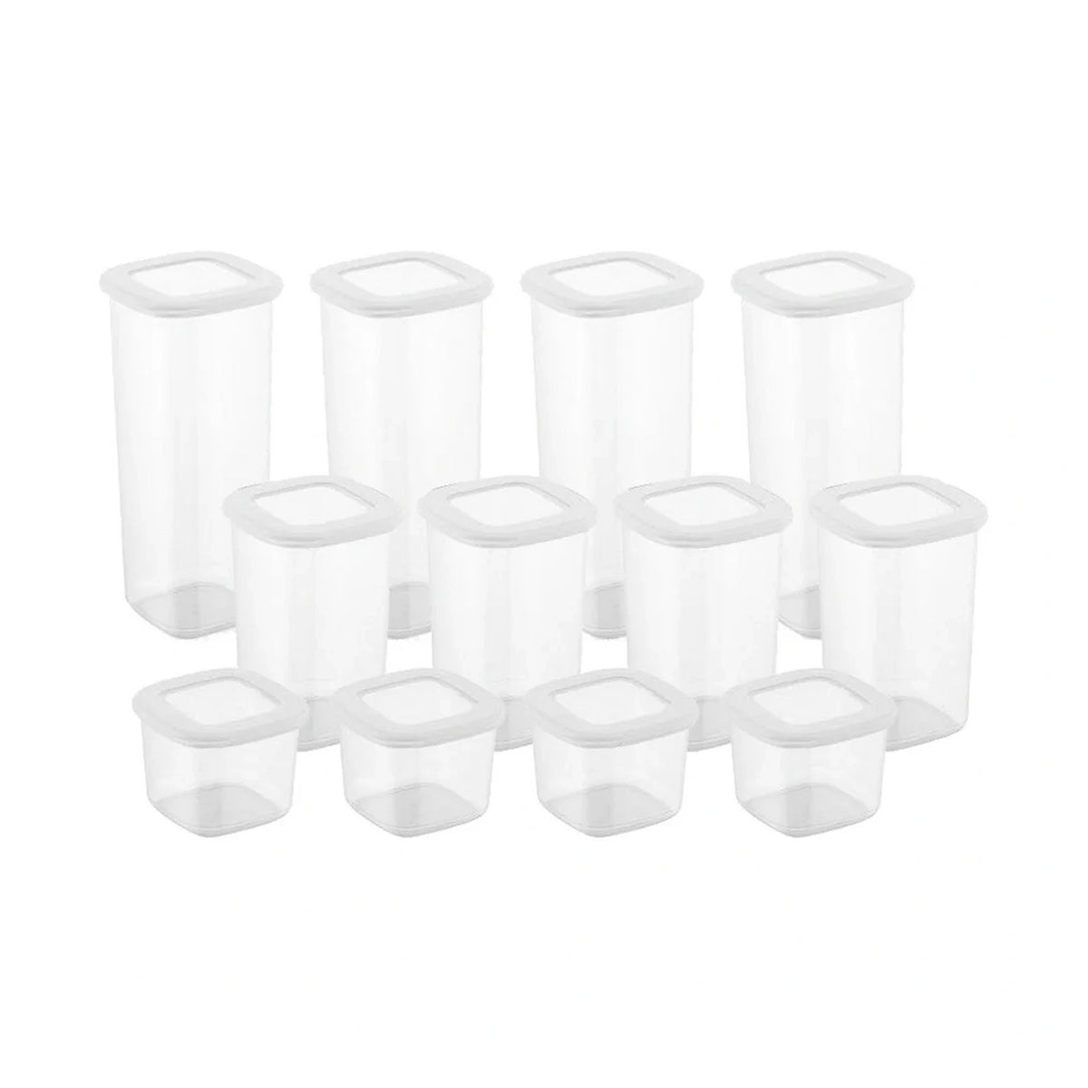 Set 12 cutii depozitare BNMPOLYWS12-51217, alb, plastic
