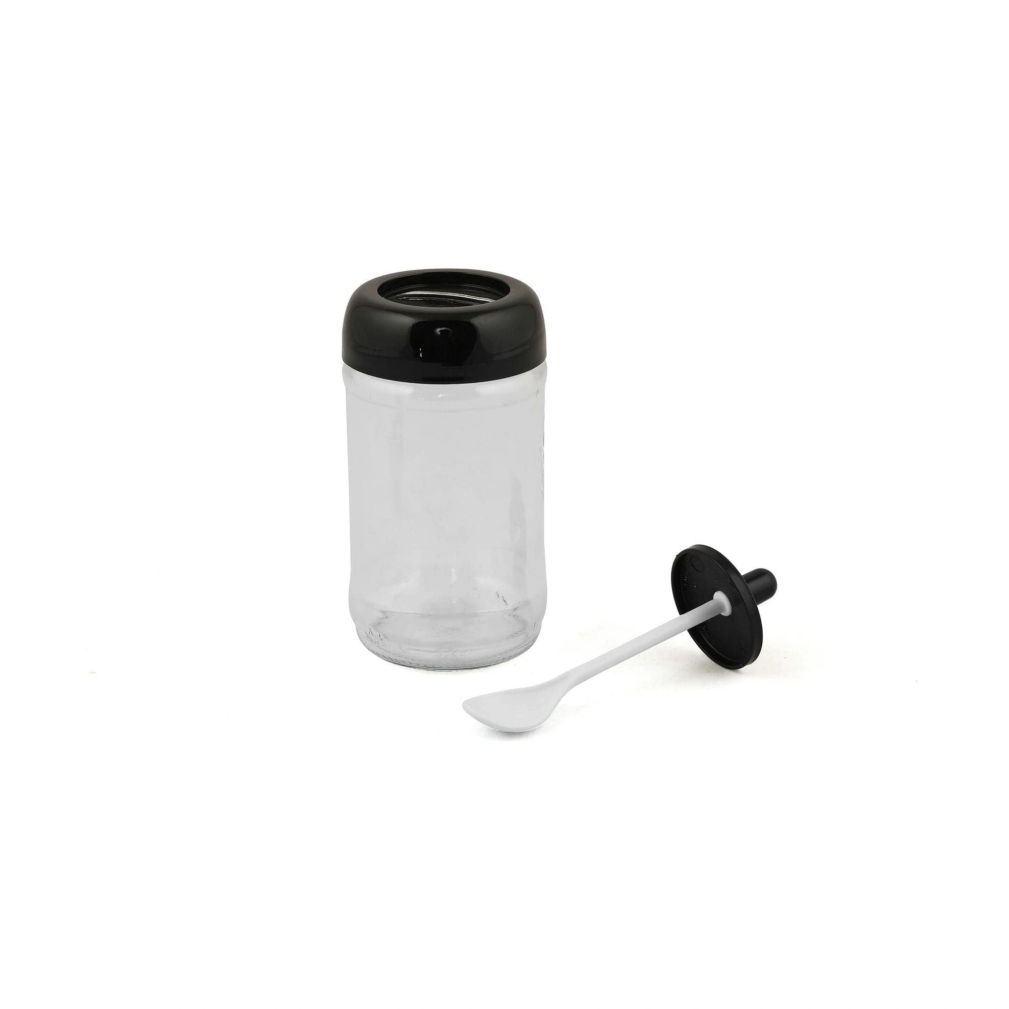 Set 12 recipiente condimente 430KSV1468, transparent/negru, sticla, 300 ml