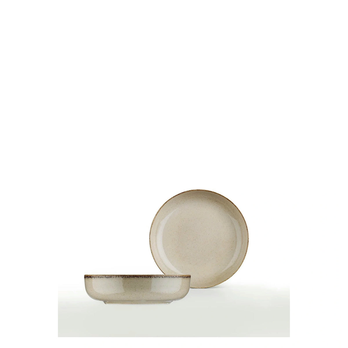 Set 2 boluri MOD20CKS2730P02, scorțișoară, porțelan, 20x20x5 cm