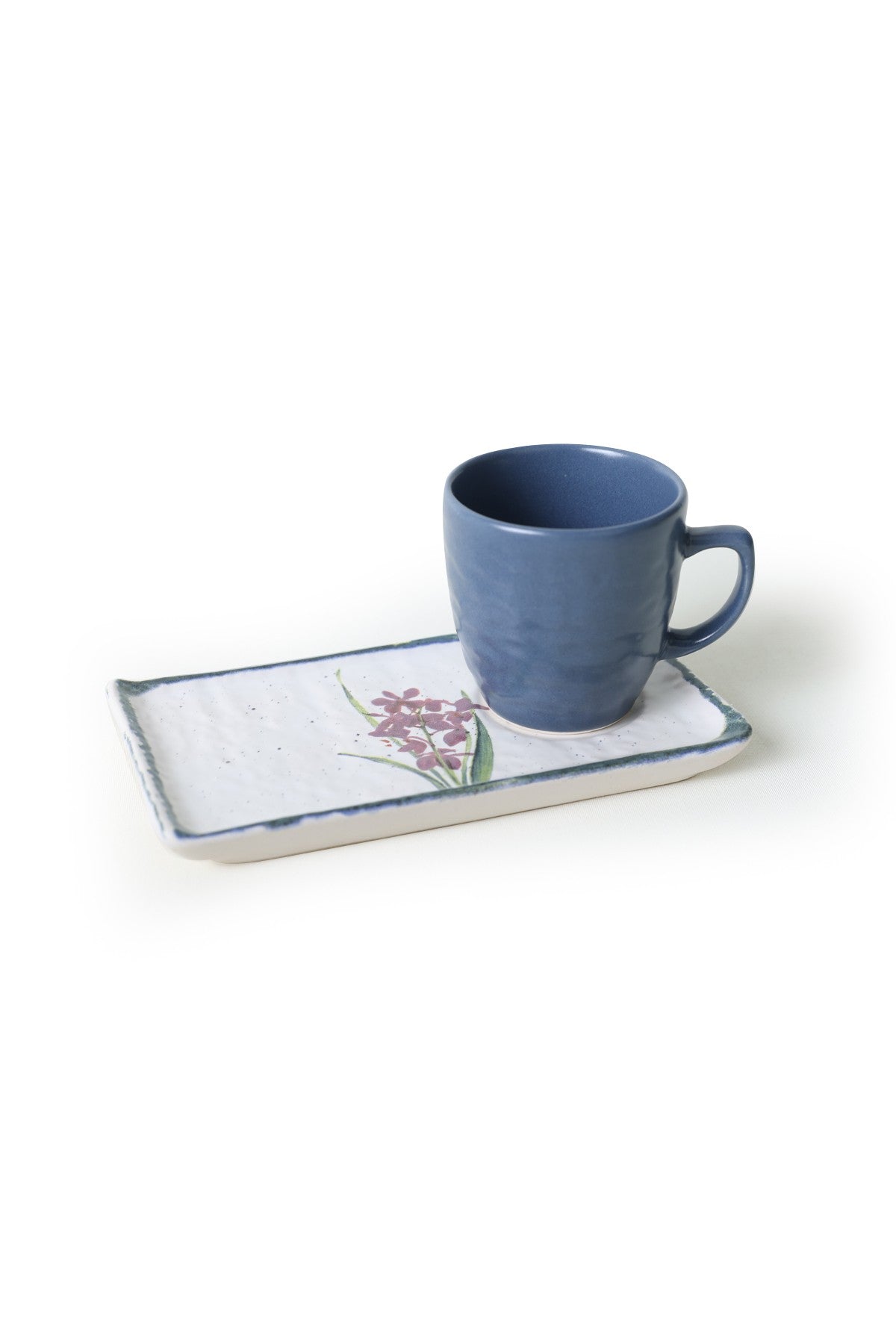 Set 2 cesti cu 2 farfurii 275KRM2241, albastru/alb, ceramica, 100 ml