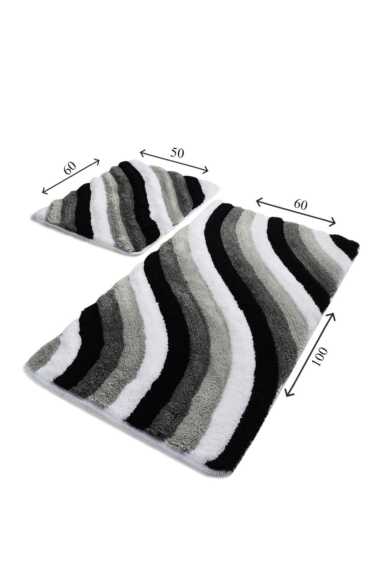 Set 2 covorase 359CHL2230, forma dreptunghiulara, acril, negru/gri/alb