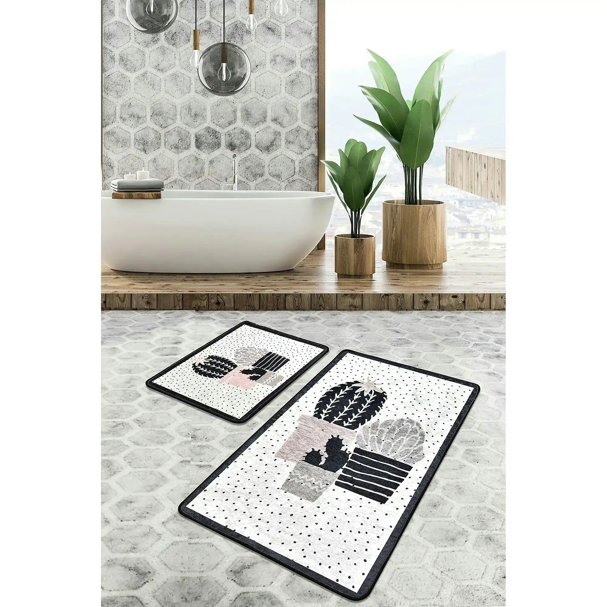 Set 2 covorase baie 359CHL2494, forma dreptunghiulara, poliester, multicolor