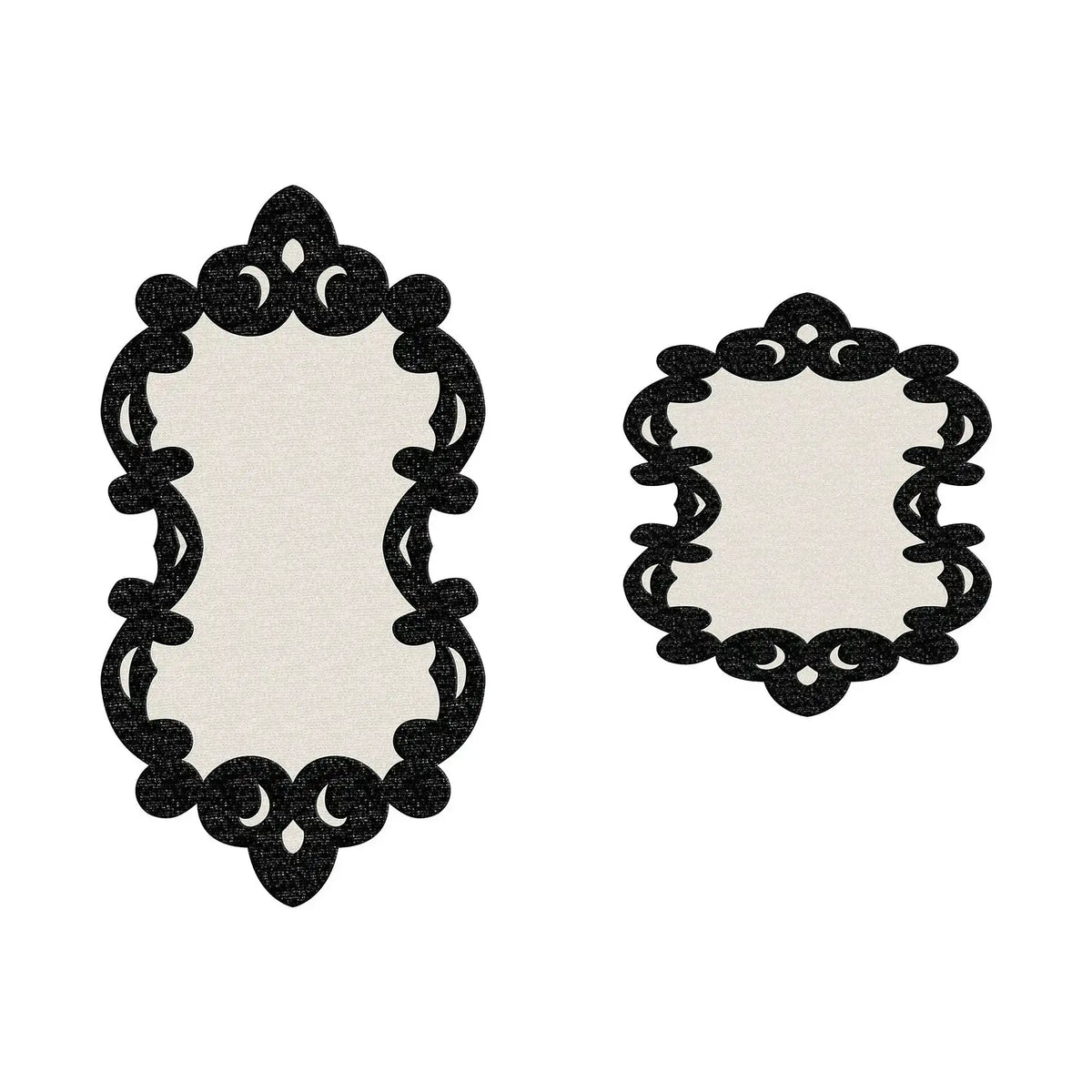Set 2 covorase baie 394ANR1613, forma atipica, poliester, crem/negru