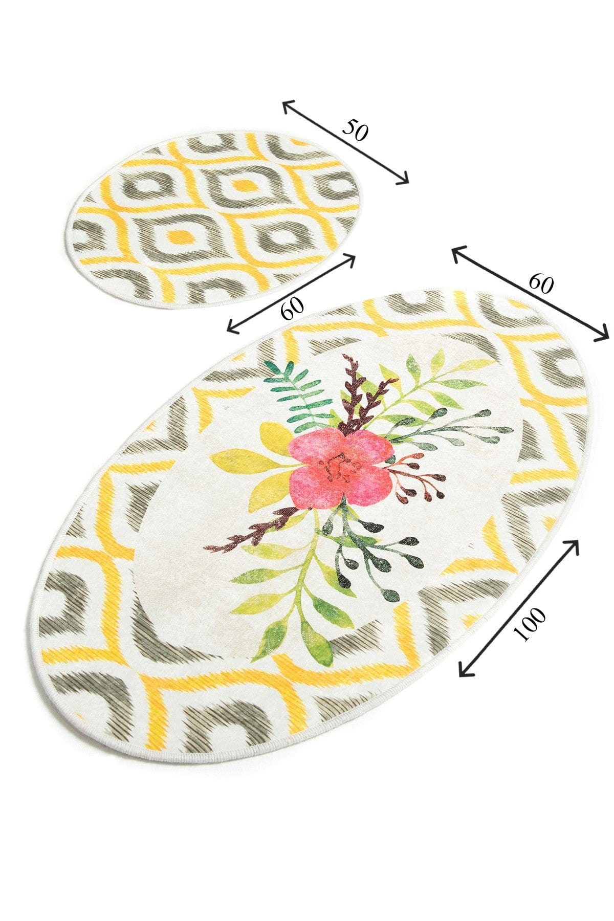 Set 2 covorase baie BLONDIE DJT, forma ovala, poliester, multicolor