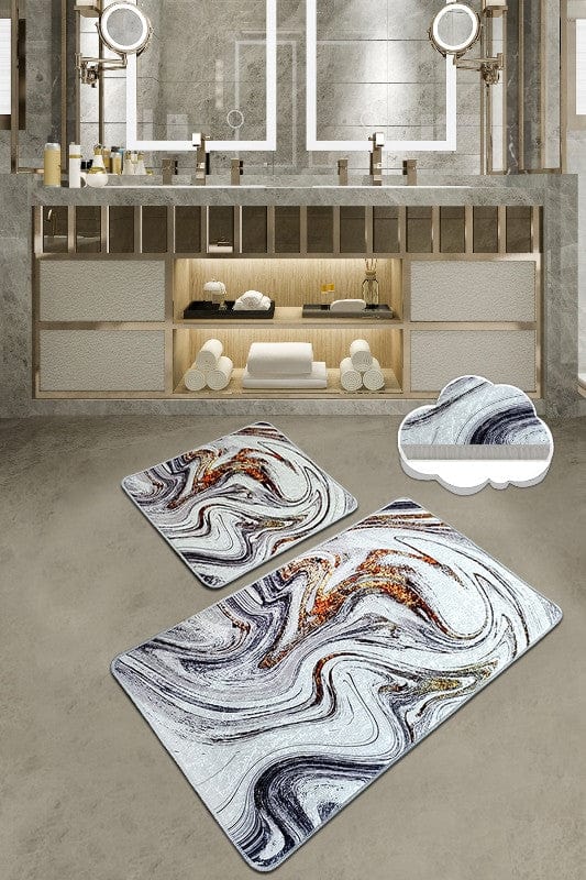 Set 2 covorase baie BLUR, forma dreptunghiulara, poliester, multicolor