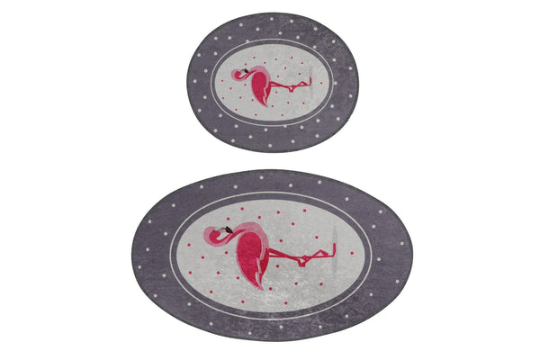 Set 2 covorase baie CHILE FLAMINGO, forma ovala, poliester, multicolor