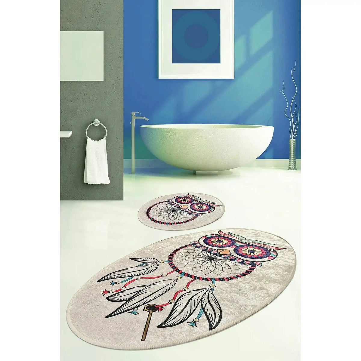 Set 2 covorase baie DREAM, forma ovala, poliester, multicolor
