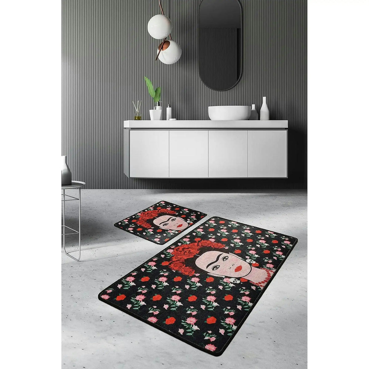 Set 2 covorase baie FRIDA, forma dreptunghiulara, poliester, multicolor