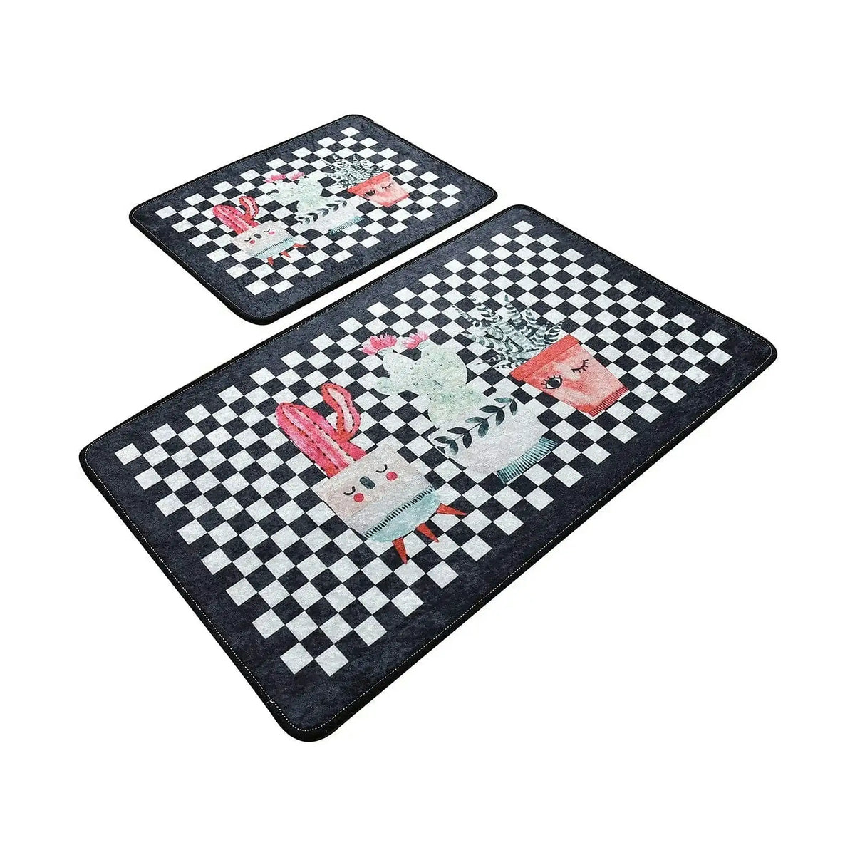 Set 2 covorase baie HAPPY HOUSE, forma dreptunghiulara, poliester, multicolor