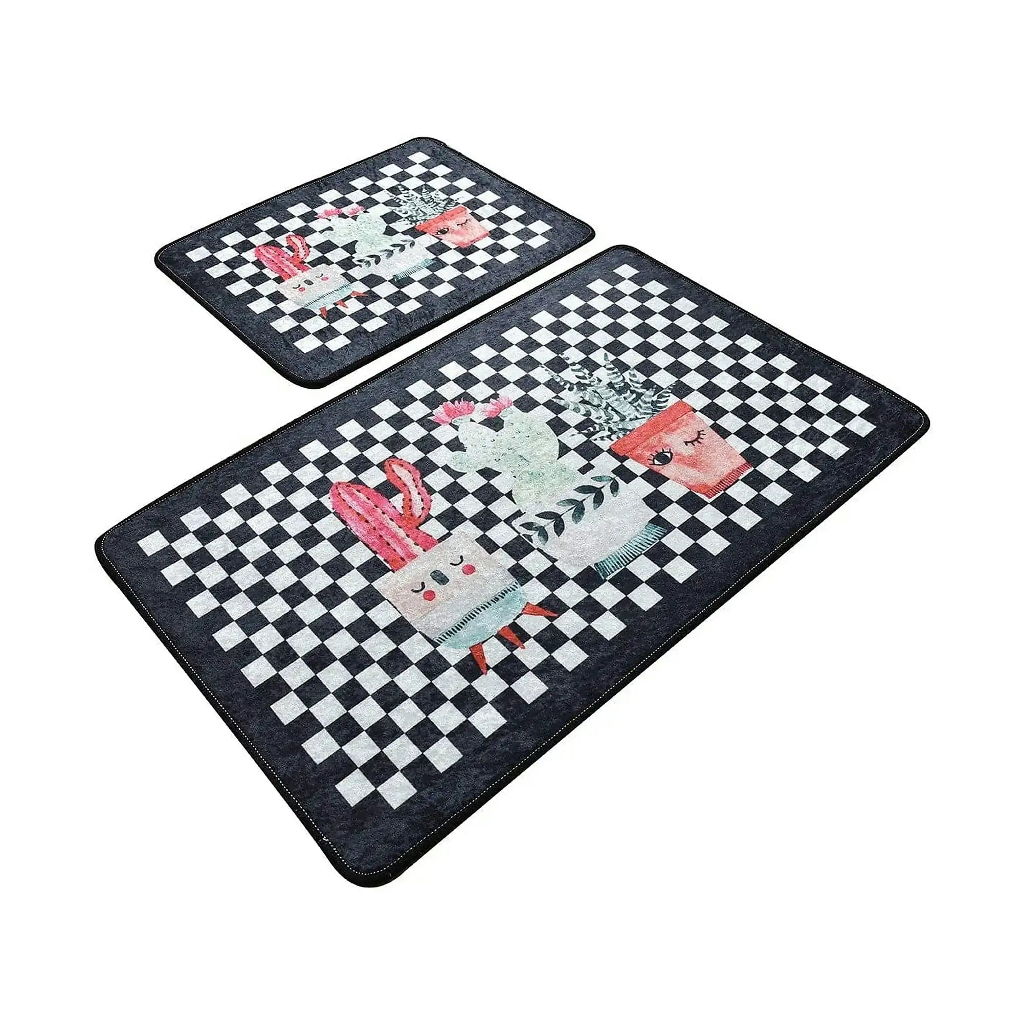 Set 2 covorase baie HAPPY HOUSE, forma dreptunghiulara, poliester, multicolor