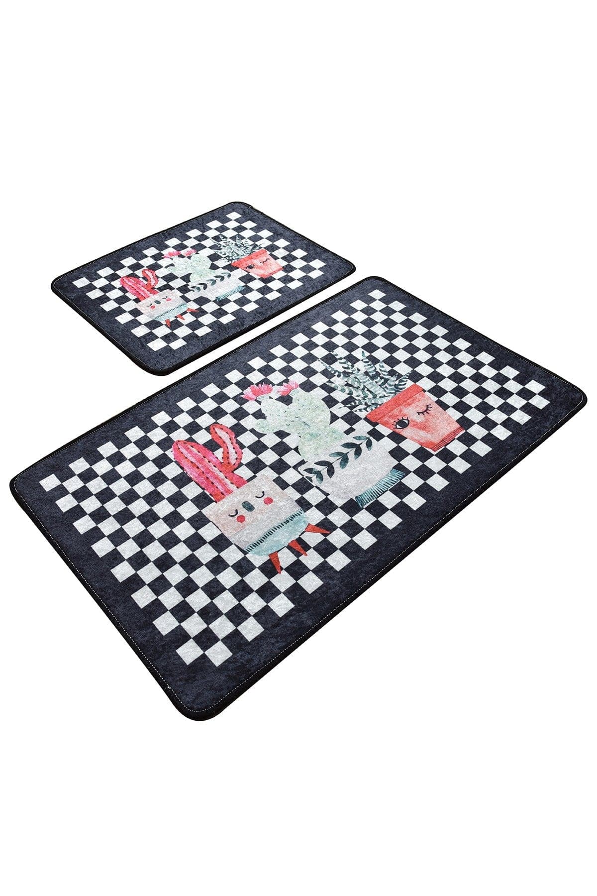 Set 2 covorase baie HAPPY HOUSE, forma dreptunghiulara, poliester, multicolor