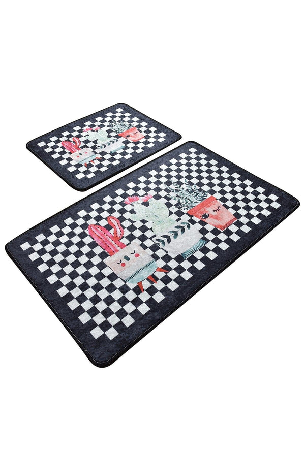 Set 2 covorase baie HAPPY HOUSE, forma dreptunghiulara, poliester, multicolor