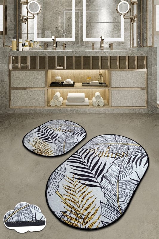 Set 2 covorase baie HERBAL, forma ovala, poliester, multicolor