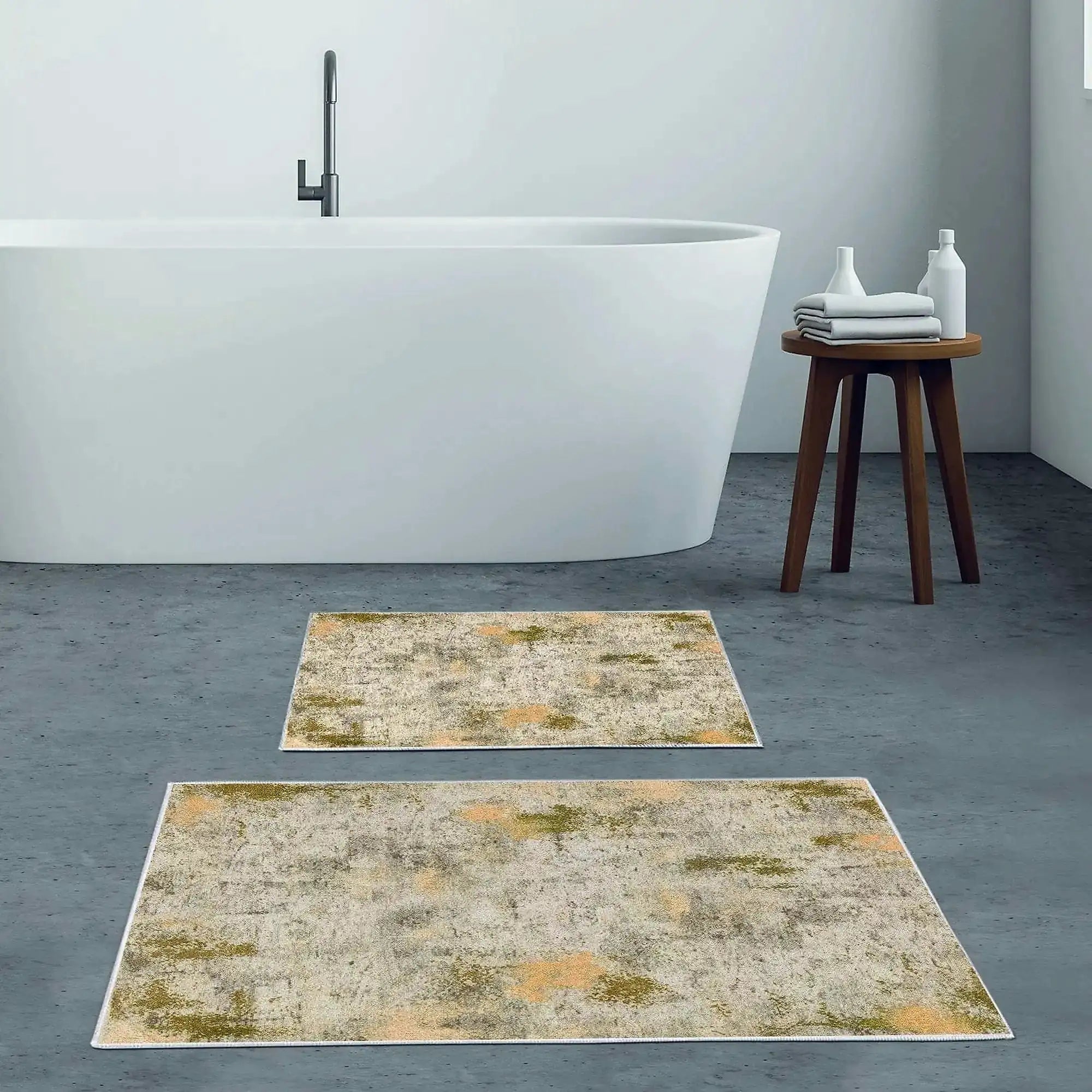 Set 2 covorase baie KT495 V2, forma dreptunghiulara, poliester, multicolor