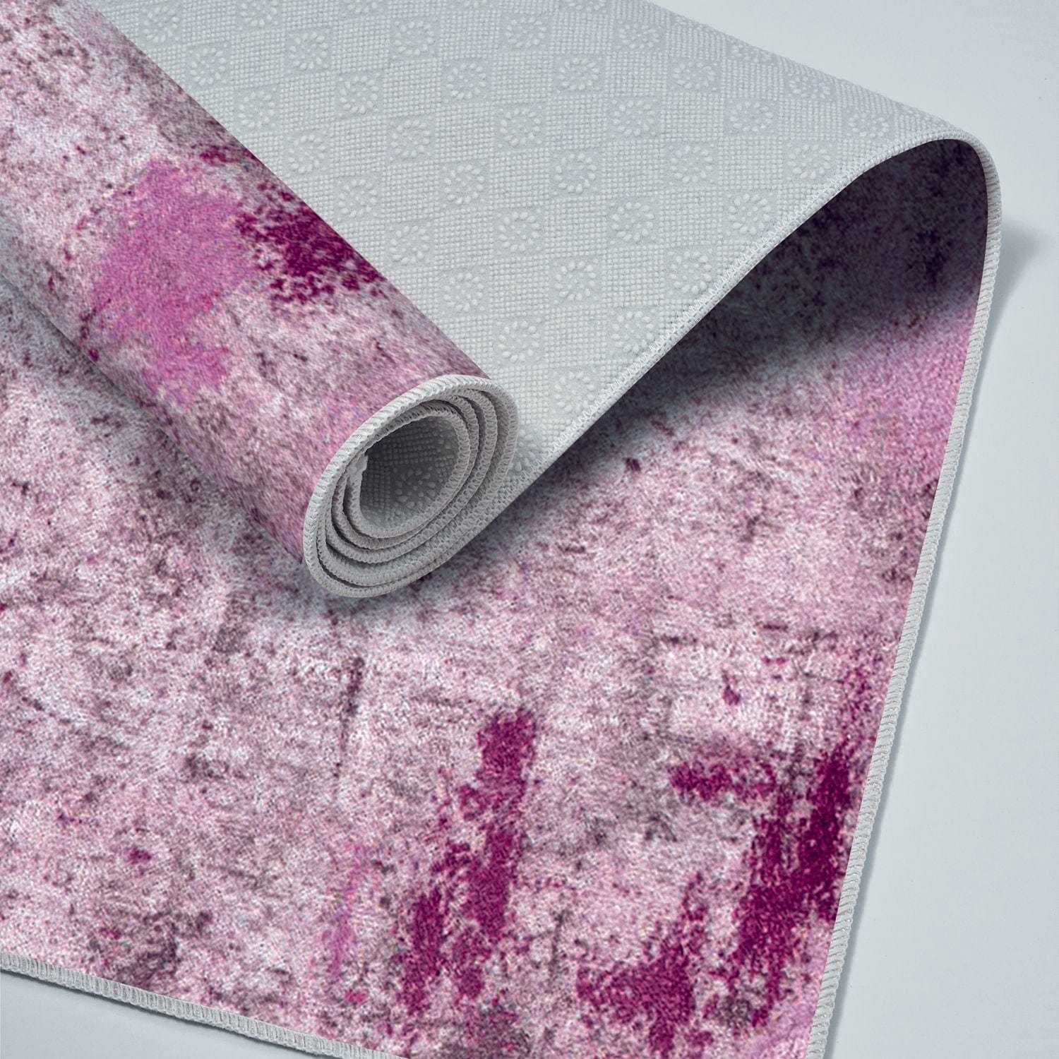 Set 2 covorase baie KT495 V3, forma dreptunghiulara, poliester, roz