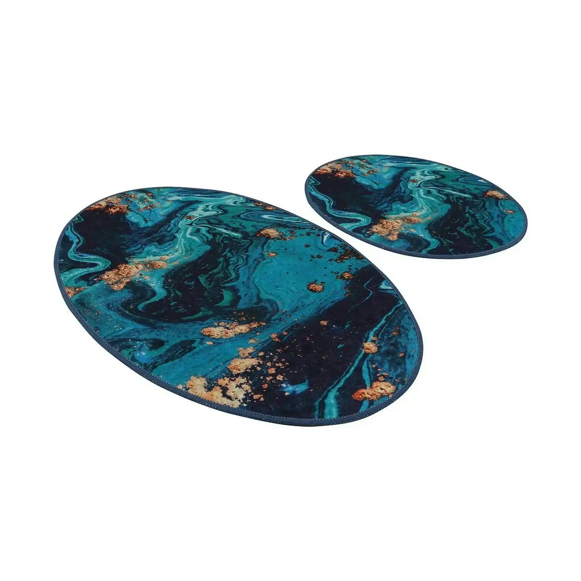 Set 2 covorase baie MARBLING, forma ovala, poliester, multicolor