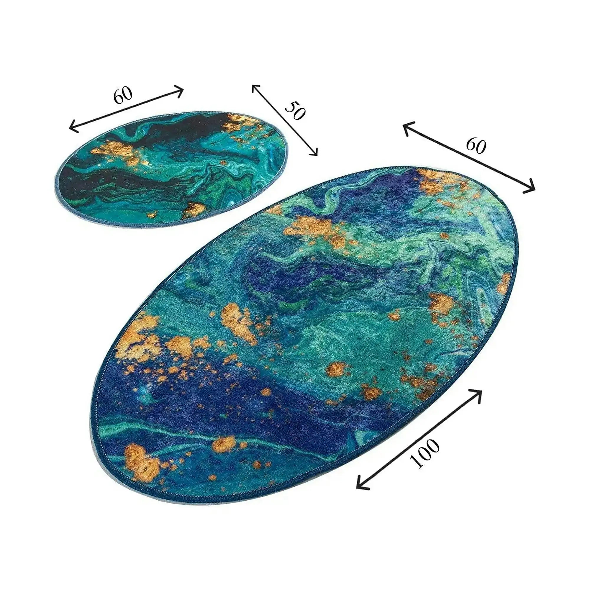 Set 2 covorase baie MARBLING, forma ovala, poliester, multicolor