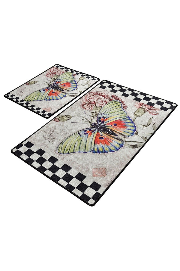 Set 2 covorase baie MARIPOSA, forma dreptunghiulara, poliester, multicolor