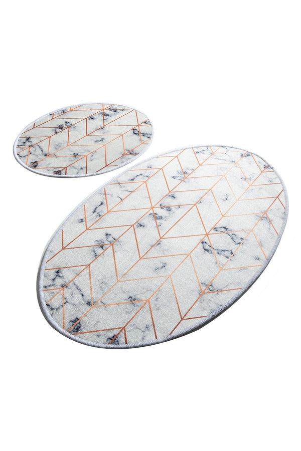 Set 2 covorase baie MOREA DJT, forma ovala, poliester, multicolor