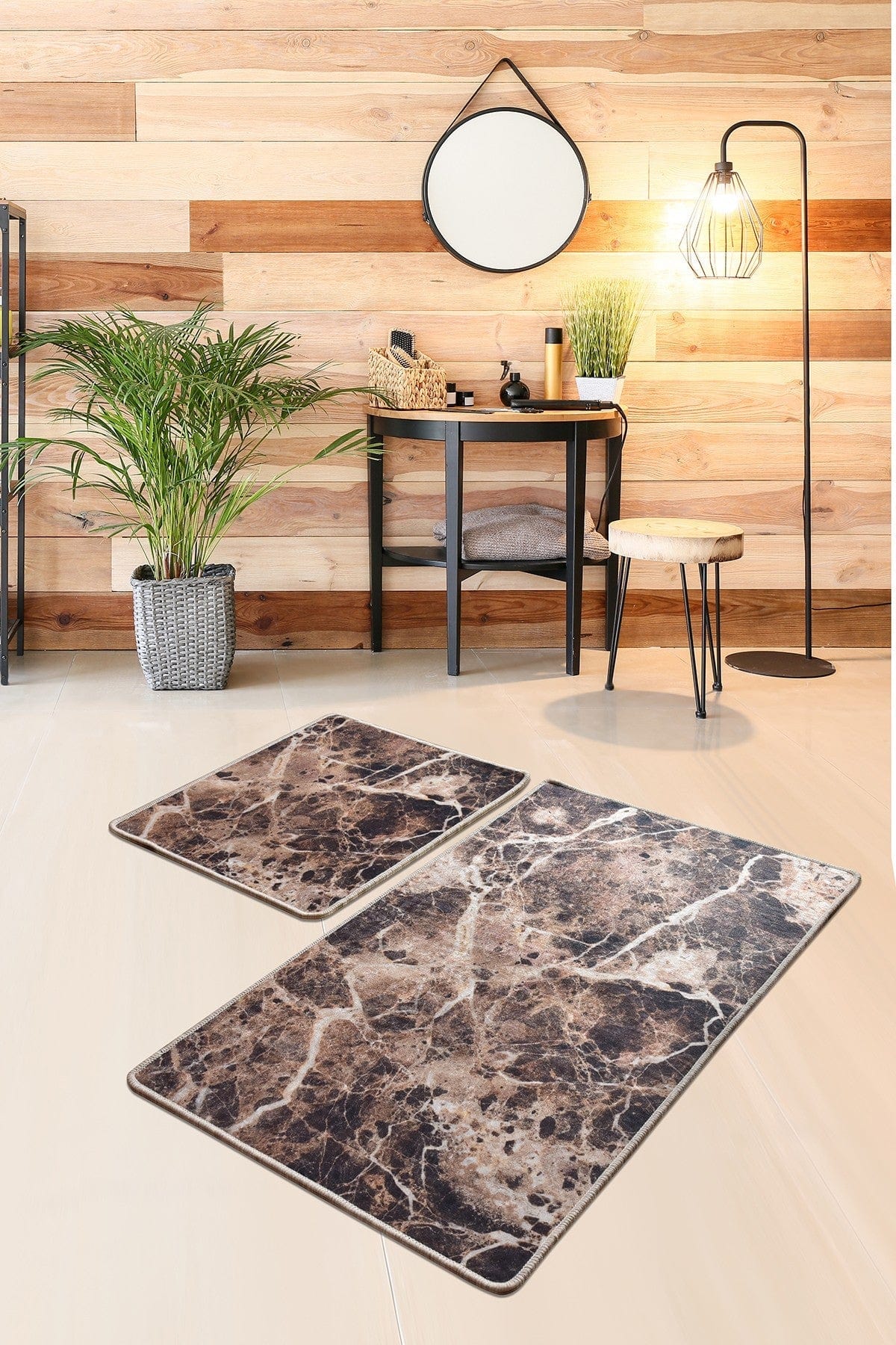 Set 2 covorase baie MOZAIK, forma dreptunghiulara, poliester, multicolor