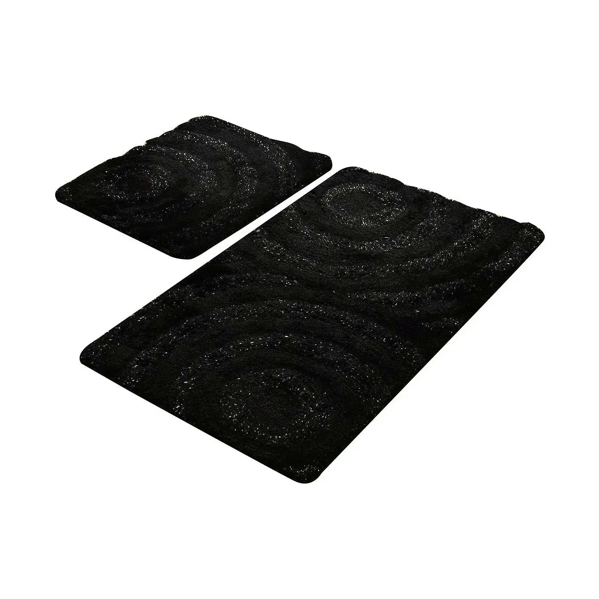 Set 2 covorase baie WAVE, forma dreptunghiulara, acril, negru
