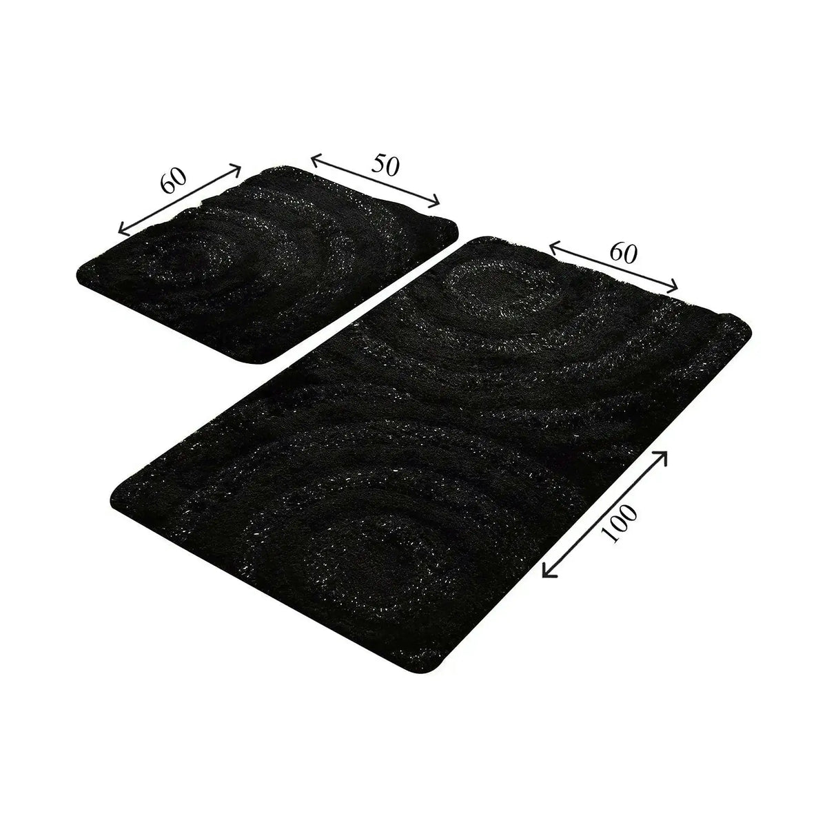 Set 2 covorase baie WAVE, forma dreptunghiulara, acril, negru