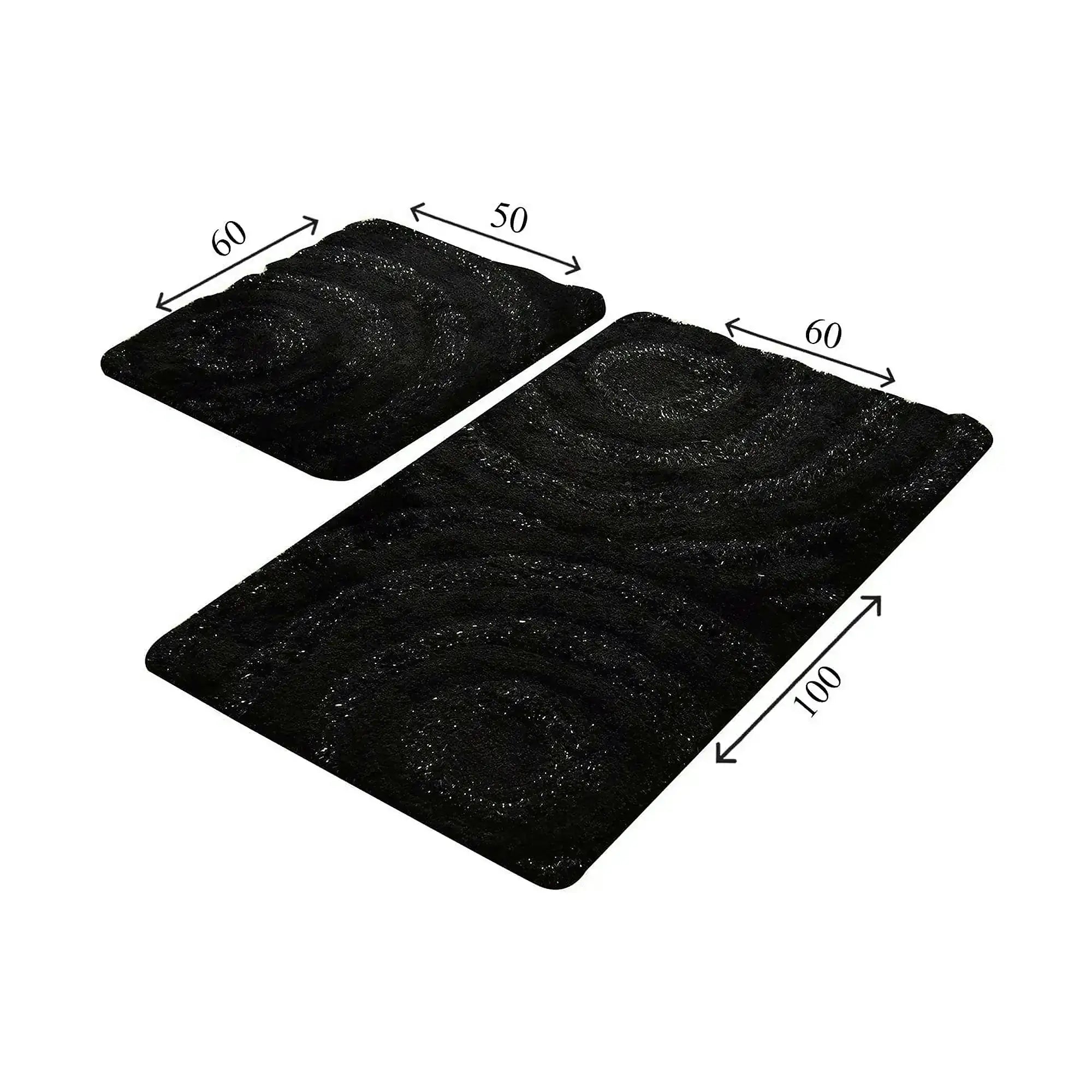 Set 2 covorase baie WAVE, forma dreptunghiulara, acril, negru