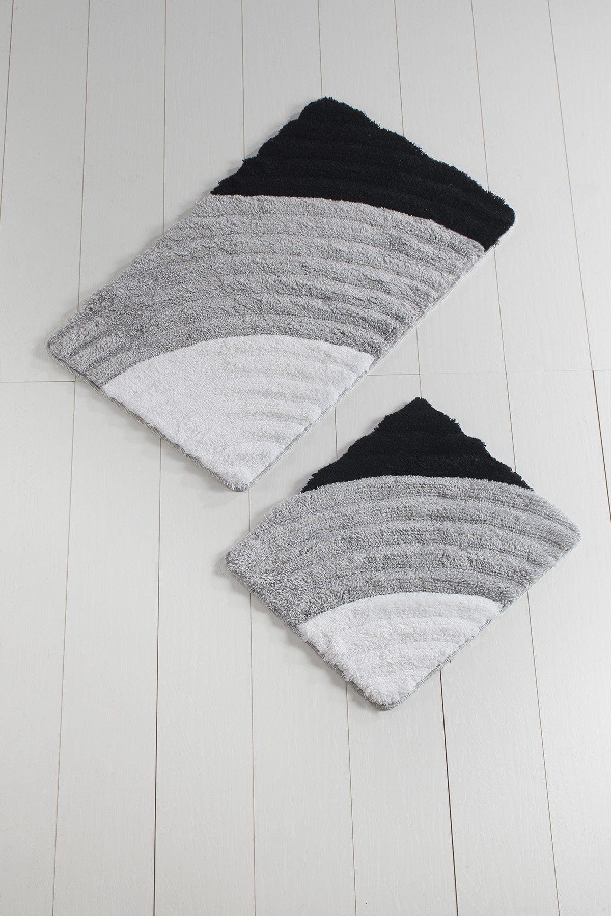 Set 2 covorase baie WELL, forma dreptunghiulara, acril, gri/negru