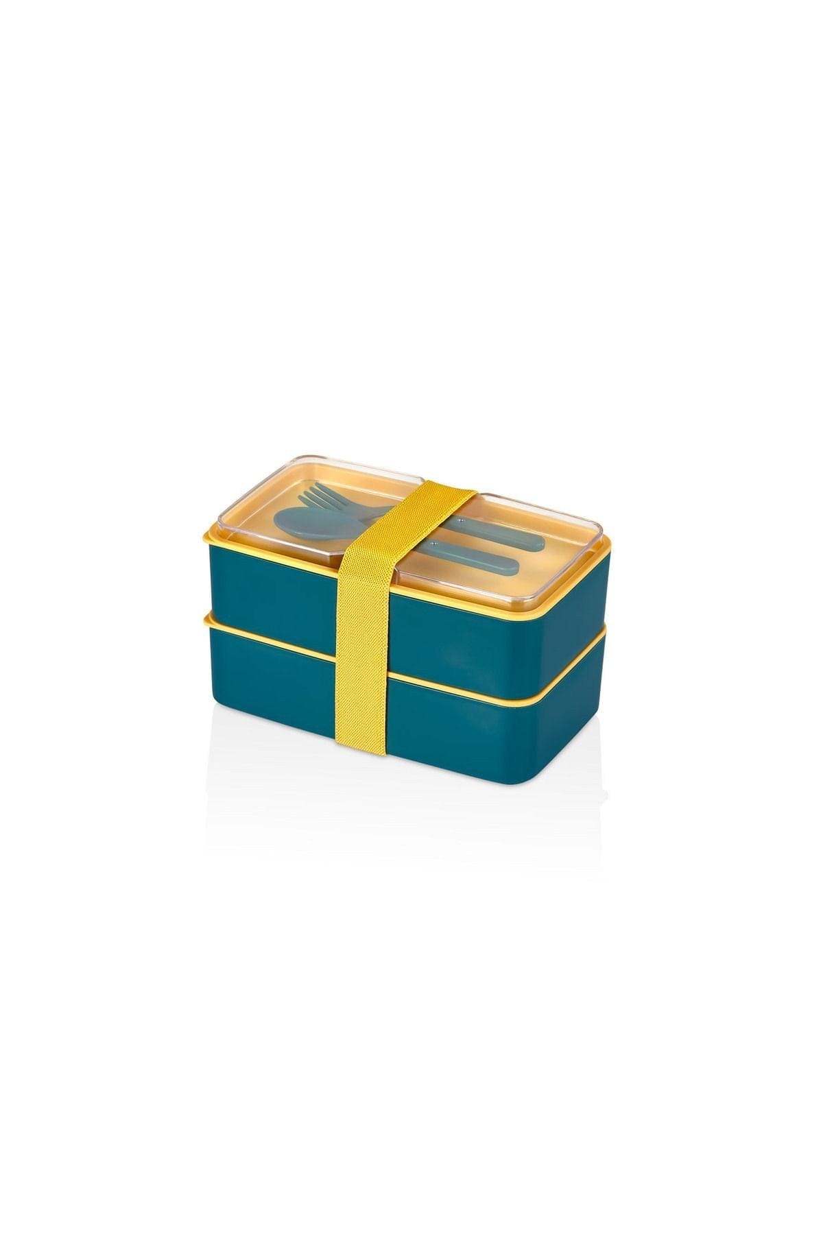 Set 2 cutii pranz EM-1003-S, albastru/galben, plastic, 19x11x5 cm
