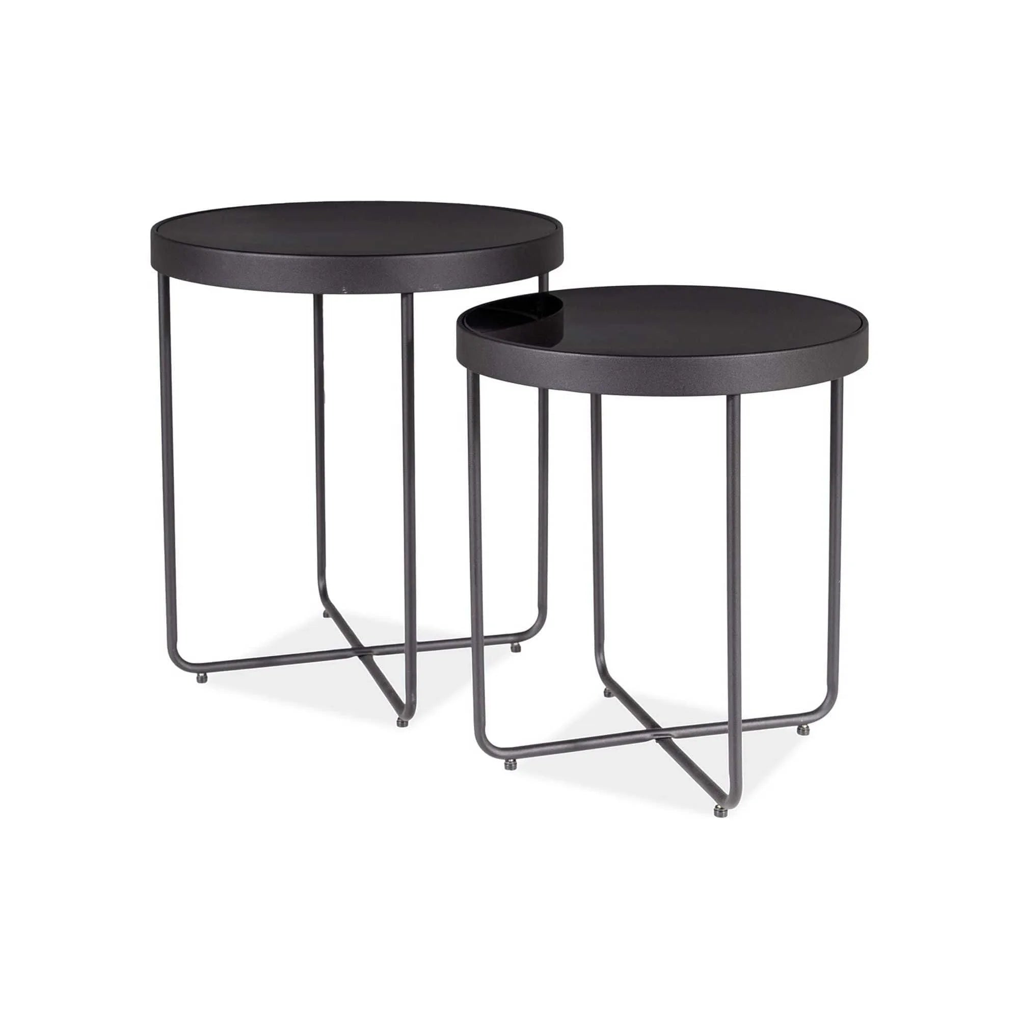 Set 2 masute ATENA, negru, sticla/metal
