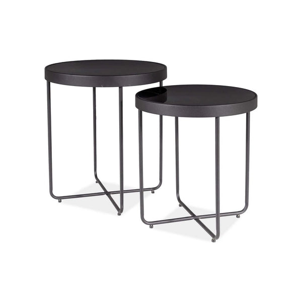 Set 2 masute ATENA, negru, sticla/metal