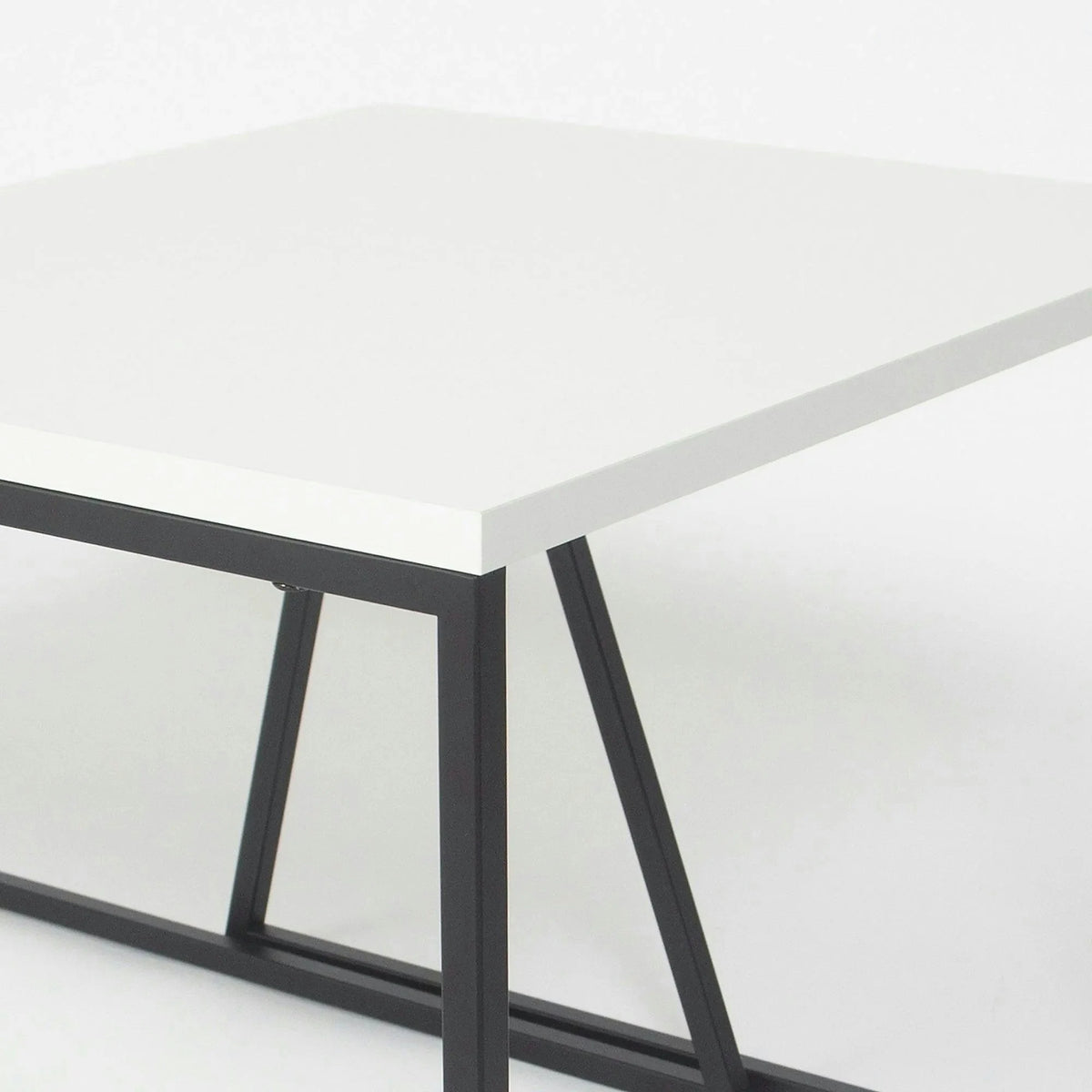 Set 2 masute cafea 855DTE2915, alb/negru, PAL melaminat/metal