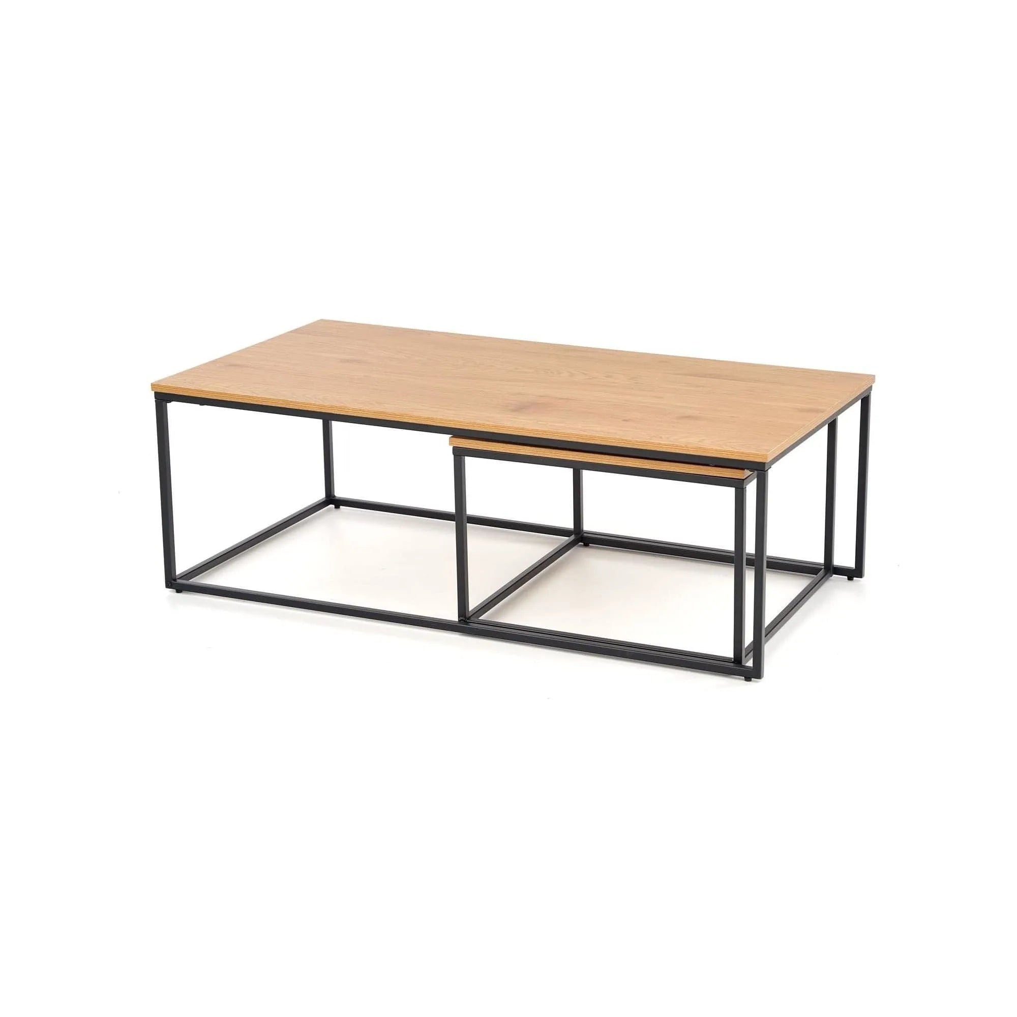 Set 2 masute cafea ALASKA, stejar auriu/negru