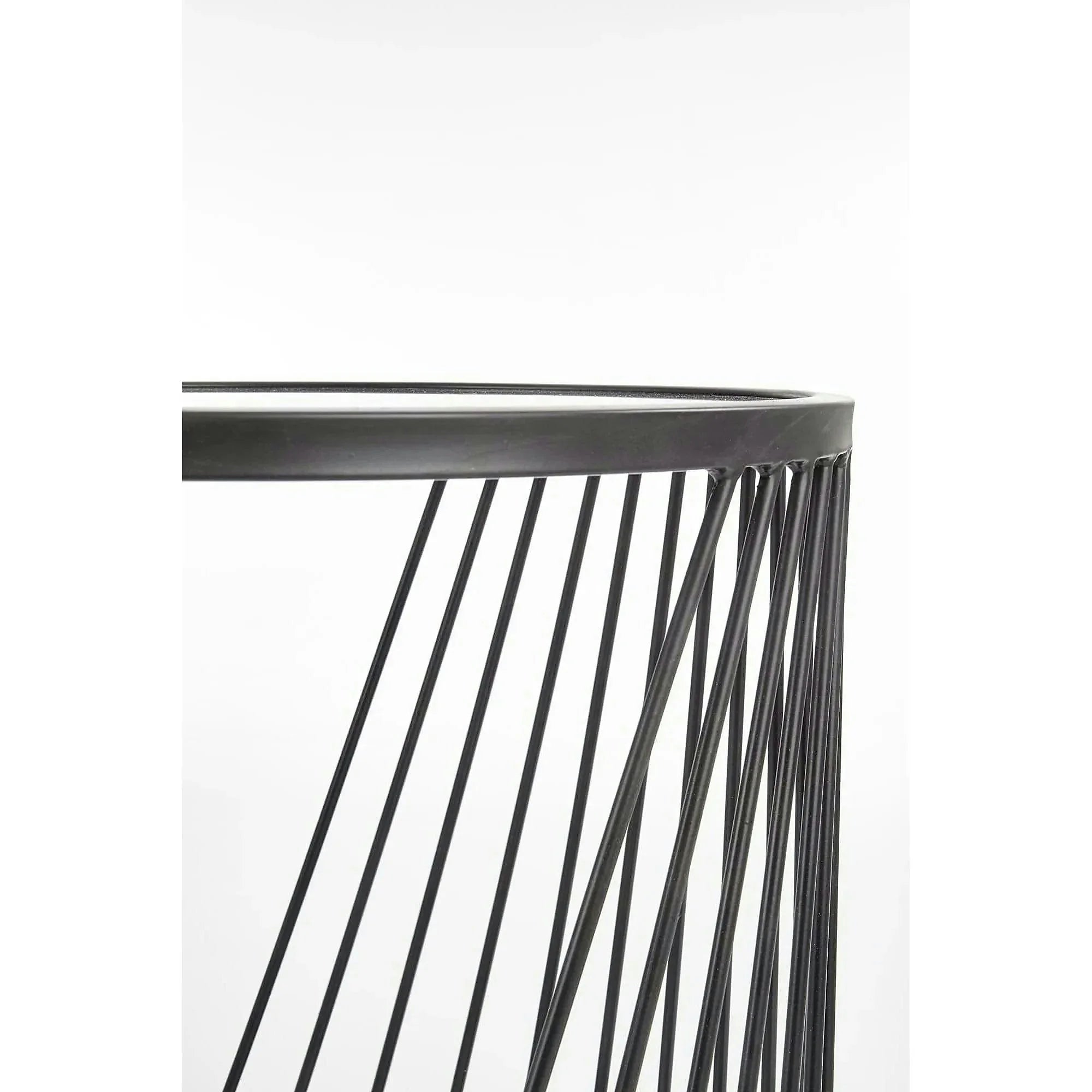 Set 2 masute cafea ANTILLA, transparent/negru, sticla/otel