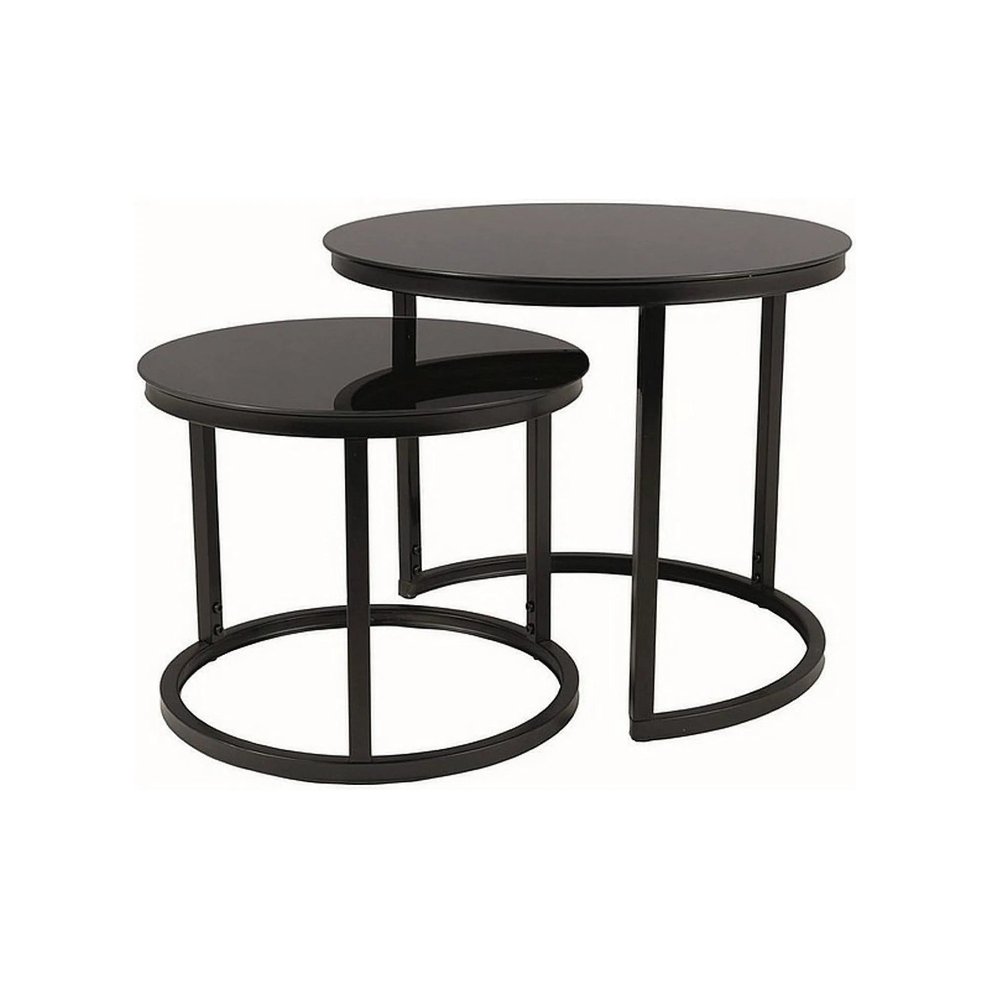 Set 2 masute cafea ATLANTA D II, negru, sticla/metal