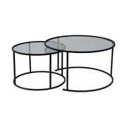 Set 2 masute cafea AURUM, fumuriu/negru, sticla/metal