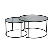 Set 2 masute cafea AURUM, fumuriu/negru, sticla/metal
