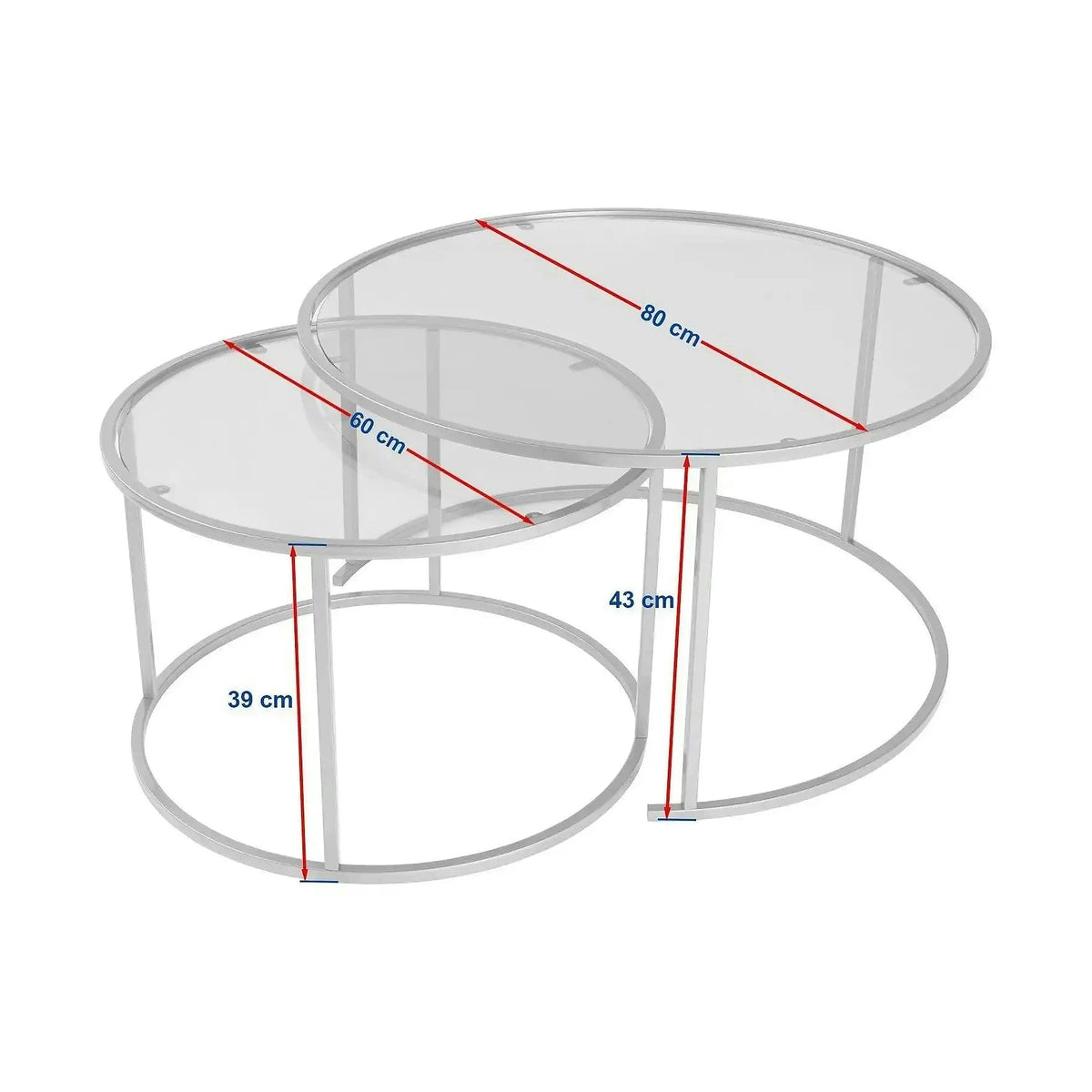 Set 2 masute cafea AURUM, fumuriu/negru, sticla/metal