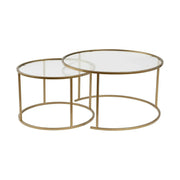 Set 2 masute cafea AURUM, transparent/auriu, sticla/metal
