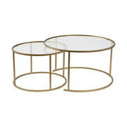 Set 2 masute cafea AURUM, transparent/auriu, sticla/metal