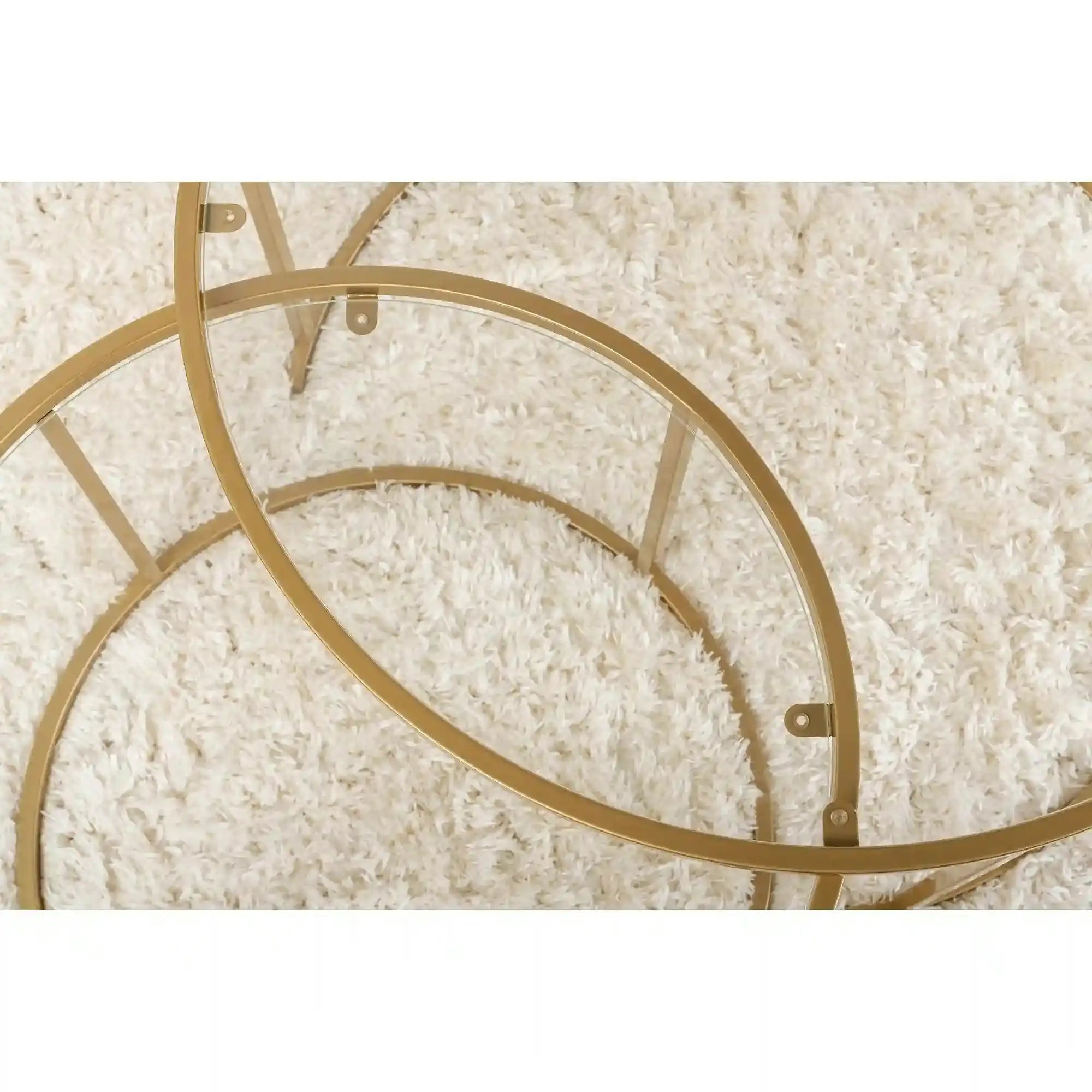 Set 2 masute cafea AURUM, transparent/auriu, sticla/metal