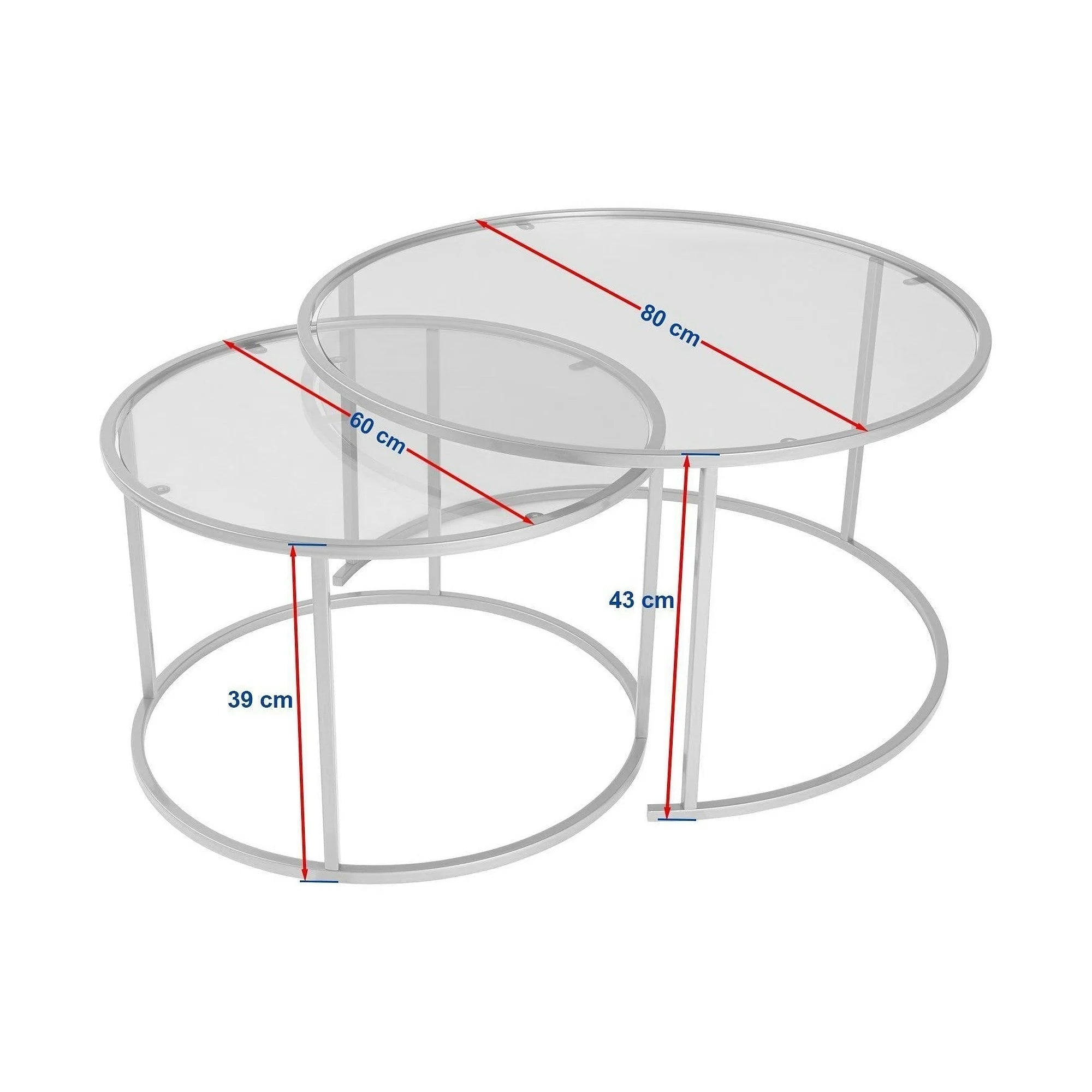 Set 2 masute cafea AURUM, transparent/auriu, sticla/metal