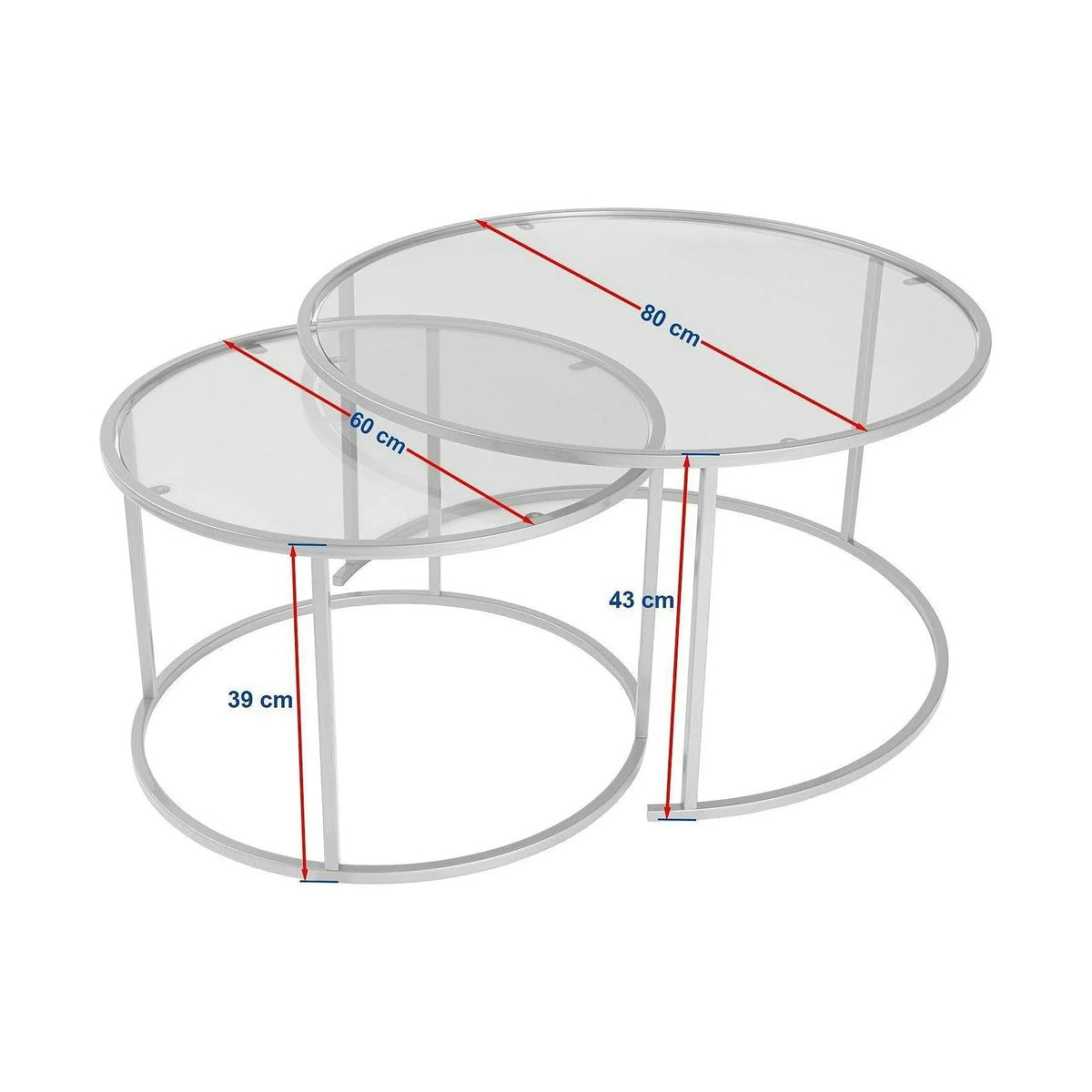 Set 2 masute cafea AURUM, transparent/auriu, sticla/metal