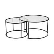 Set 2 masute cafea AURUM, transparent/negru, sticla/metal