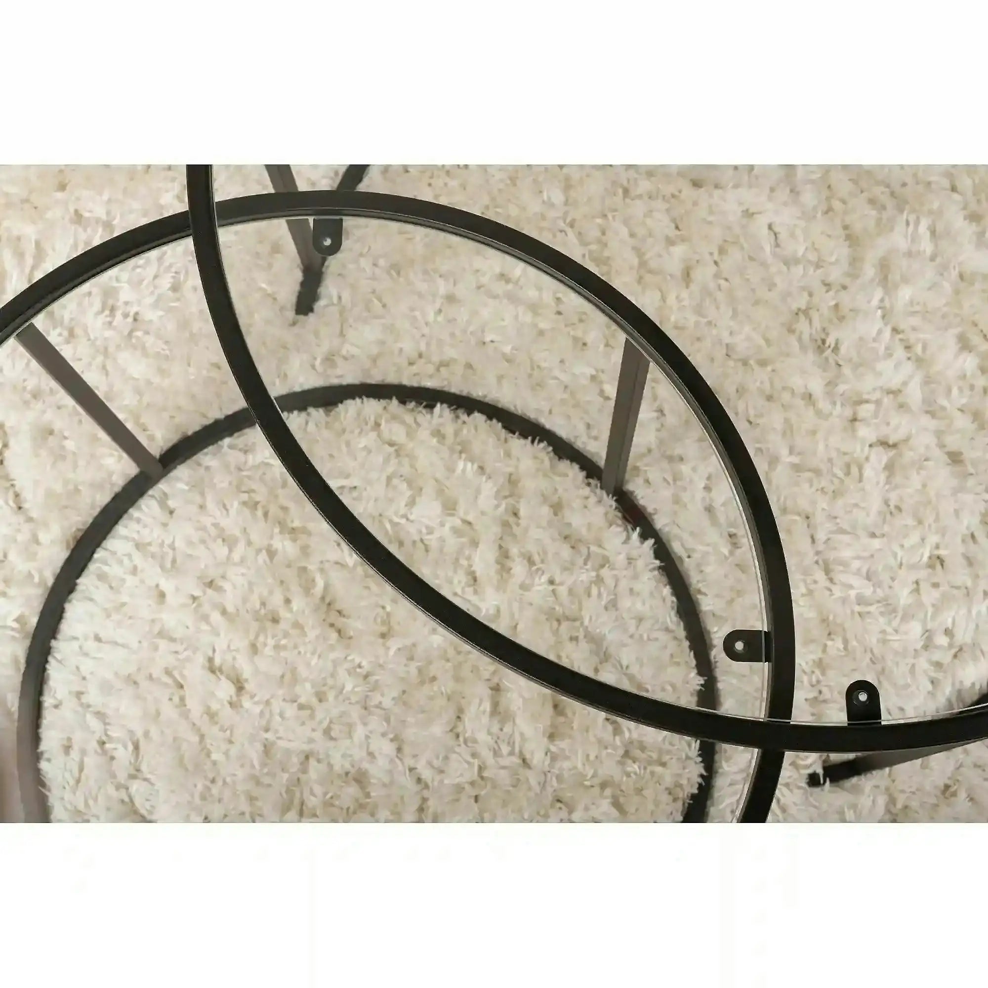 Set 2 masute cafea AURUM, transparent/negru, sticla/metal