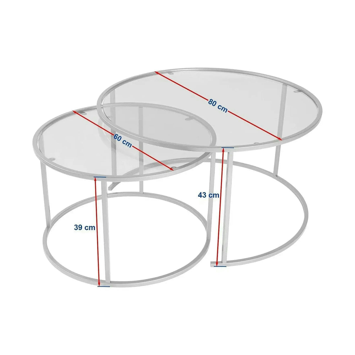 Set 2 masute cafea AURUM, transparent/negru, sticla/metal